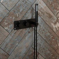 The Tap Factory Vibrance Vanto Black WRAS Approved Concealed Thermostatic Shower Valve With Fixed Shower Head And Shower Handset 8 The Tap Factory Vibrance Vanto Black WRAS Approved Concealed Thermostatic Shower Valve With Fixed Shower Head And Shower Handset -TAP WAREHOUSE Shop the tap factory vibrance shower valve and handset vanto black lifestyle