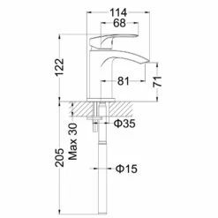 Proflow Tiera Small Waterfall Basin Mixer With Clicker Waste -TAP WAREHOUSE Shop tiera mini basin mixer tech
