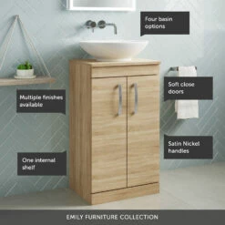 Emily 500mm Floorstanding Unit And Countertop - Gloss White - Square Hudson Reed Countertop Basin 20 Emily 500mm Floorstanding Unit And Countertop - Gloss White - Square Hudson Reed Countertop Basin -TAP WAREHOUSE Shop top 500 floor 2 door call outs