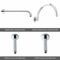 Edith Concealed Shower Valve, 200mm Fixed Shower Head & Slide Rail Kit - 300mm Wall Shower Arm -TAP WAREHOUSE Shop trad shower kit 4 arms selection cutout new