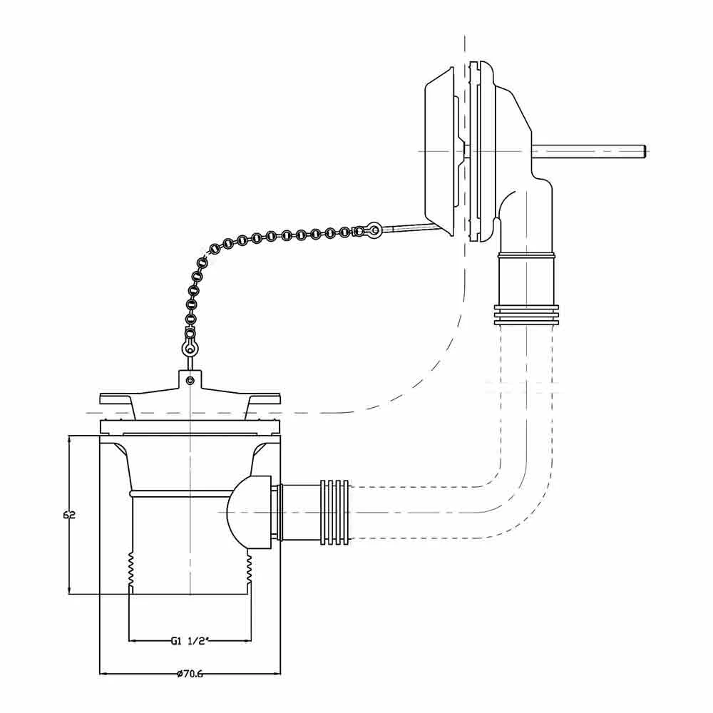 Nuie Plug & Chain Bath Waste With Overflow & Retainer 4 Nuie Plug & Chain Bath Waste With Overflow & Retainer - Image 2