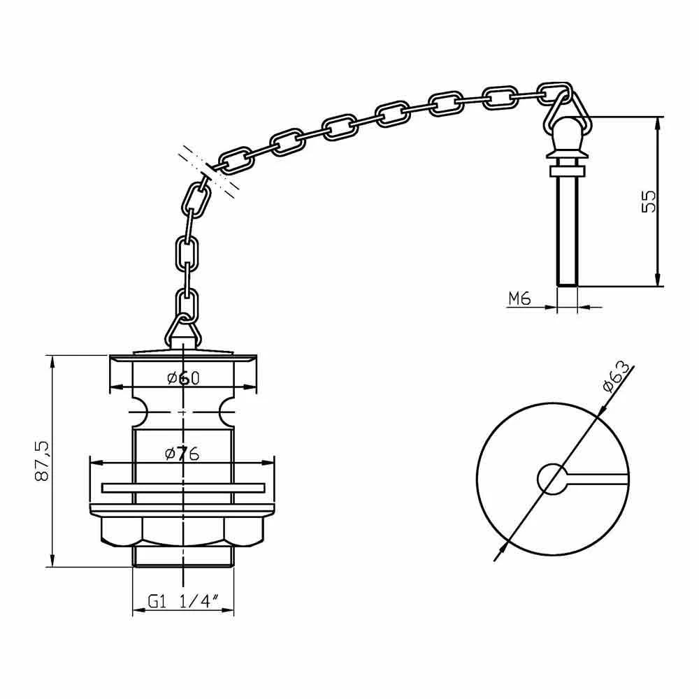Nuie Basin Waste With Brass Plug & Link Chain 4 Nuie Basin Waste With Brass Plug & Link Chain - Image 2