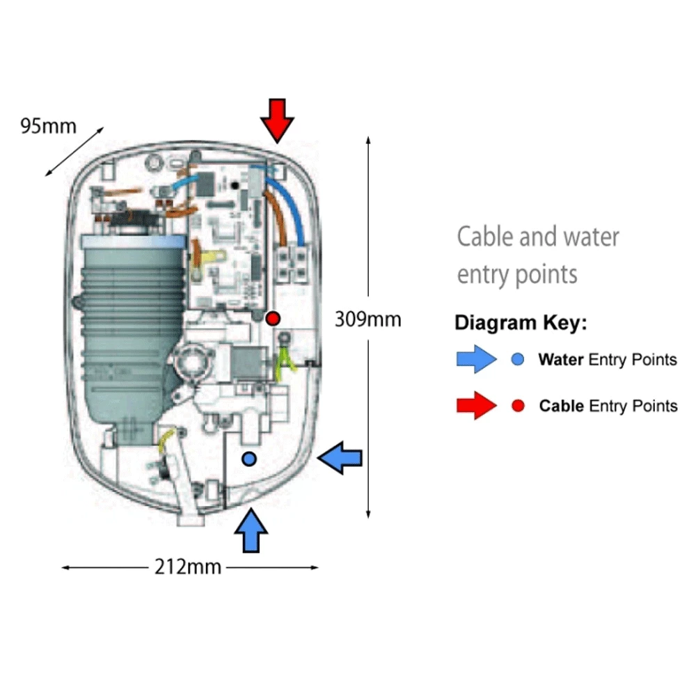 Vado Slim Line Chrome Electric Shower - 9.5kW 4 Vado Slim Line Chrome Electric Shower - 9.5kW - Image 2