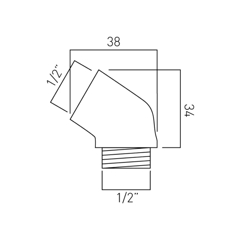 Vado 45 Degree Elbow For Deck Mounted Handsets 4 Vado 45 Degree Elbow For Deck Mounted Handsets - Image 2
