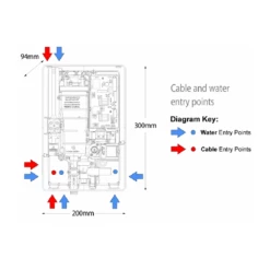 Vado Elegance Grey & Chrome Electric Shower - 9.5kW 7 Vado Elegance Grey & Chrome Electric Shower - 9.5kW -TAP WAREHOUSE Shop vado elegance electric shower tech diagram 1