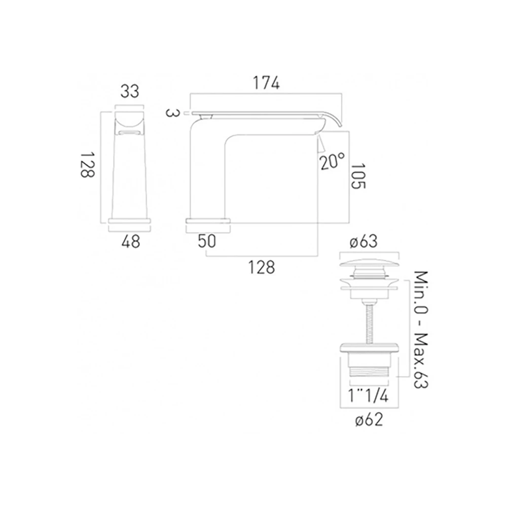 Vado Kovera Mono Basin Mixer Tap With Clicker Waste 4 Vado Kovera Mono Basin Mixer Tap With Clicker Waste - Image 2