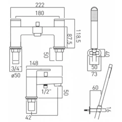 Vado Life Deck Mounted 2 Hole Bath Shower Mixer With Kit 5 Vado Life Deck Mounted 2 Hole Bath Shower Mixer With Kit -TAP WAREHOUSE Shop vado life 2hole bath shower mixer lif130kcp tech
