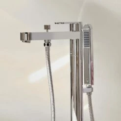 Vado Life Floor Mounted Bath Shower Mixer With Shower Kit -TAP WAREHOUSE Shop vado life floorstand bath spout and hand shower
