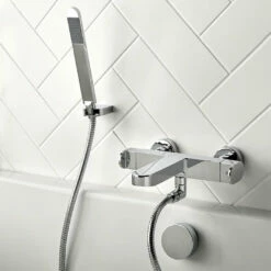 Vado Life Wall Mounted Exposed Bath Shower Mixer With Kit -TAP WAREHOUSE Shop vado life wall exposed bath shower mixer with kit lifestyle