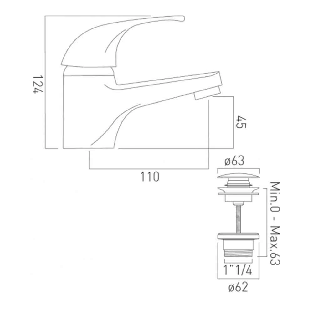Vado Matrix Mono Basin Mixer With Clicker Waste 6 Vado Matrix Mono Basin Mixer With Clicker Waste - Image 4