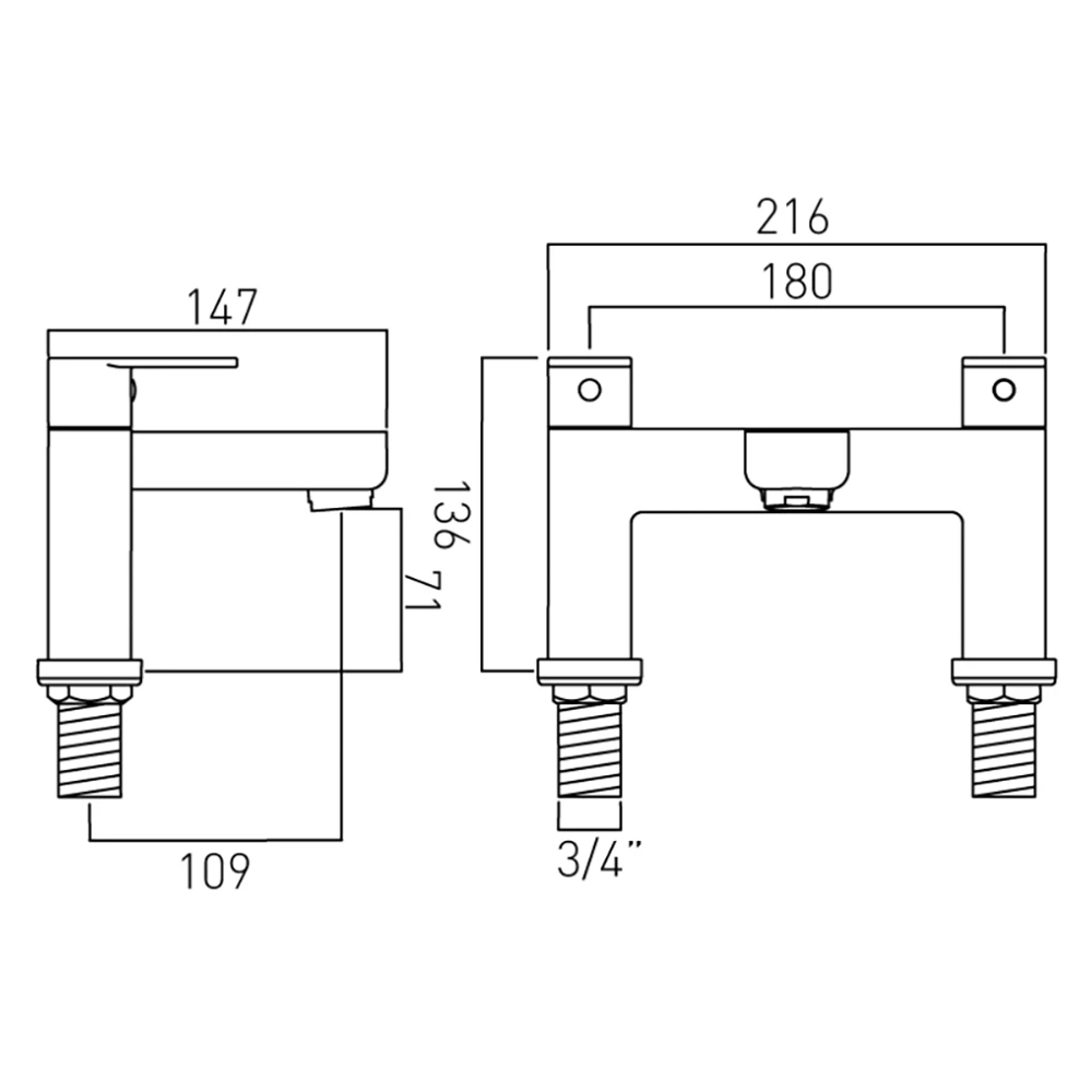 Vado Phase 2 Hole Bath Filler 4 Vado Phase 2 Hole Bath Filler - Image 2