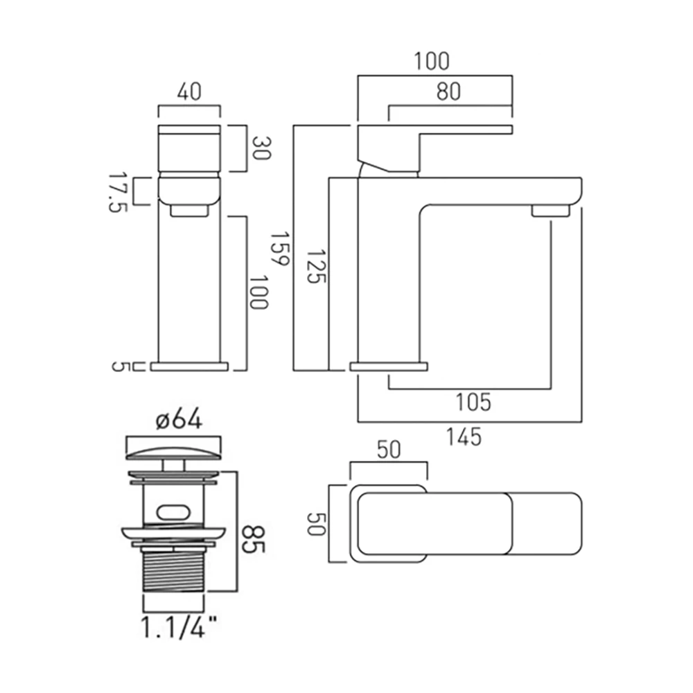 Vado Phase Mono Basin Mixer With Clicker Waste 5 Vado Phase Mono Basin Mixer With Clicker Waste - Image 3