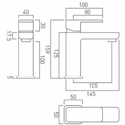 Vado Phase Single Lever Mono Basin Mixer 9 Vado Phase Single Lever Mono Basin Mixer -TAP WAREHOUSE Shop vado phase deck mono basin mixer technical drawing