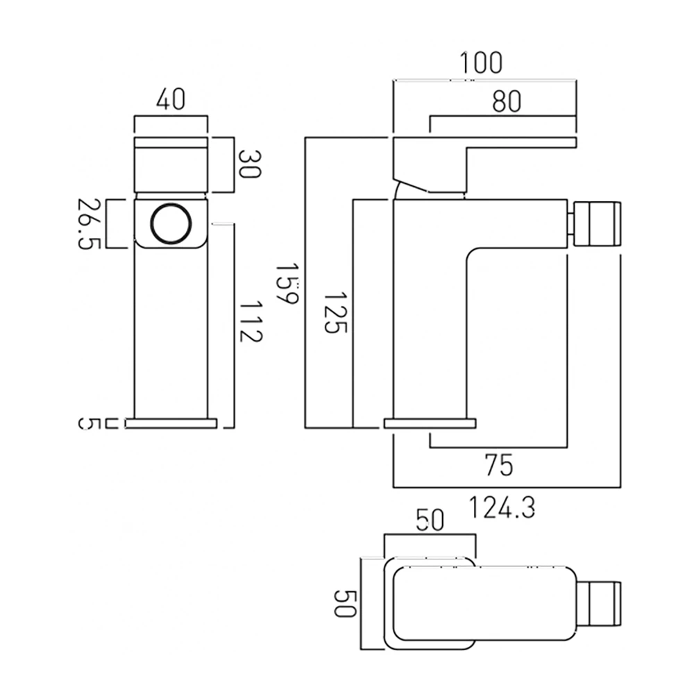 Vado Phase Single Lever Mono Bidet Mixer With Pop-Up Waste 4 Vado Phase Single Lever Mono Bidet Mixer With Pop-Up Waste - Image 2