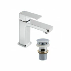Vado Phase Single Lever Mini Mono Basin Mixer With Universal Clicker Waste