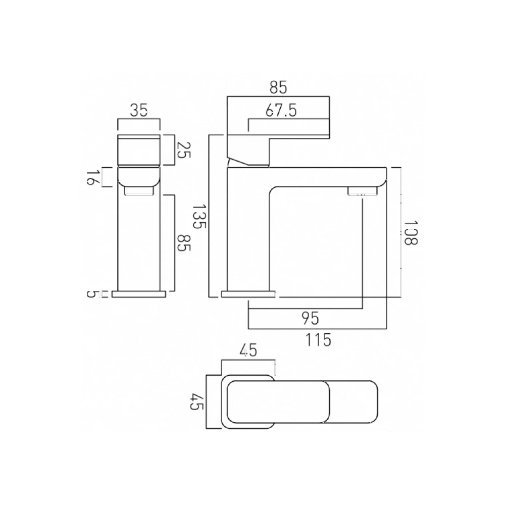 Vado Phase Single Lever Mini Mono Basin Mixer 4 Vado Phase Single Lever Mini Mono Basin Mixer - Image 2