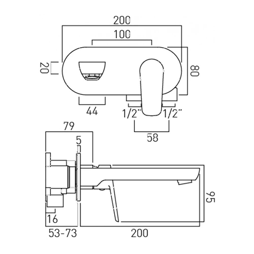 Vado Photon Wall Mounted 2 Hole Basin Mixer With Oval Backplate 4 Vado Photon Wall Mounted 2 Hole Basin Mixer With Oval Backplate - Image 2