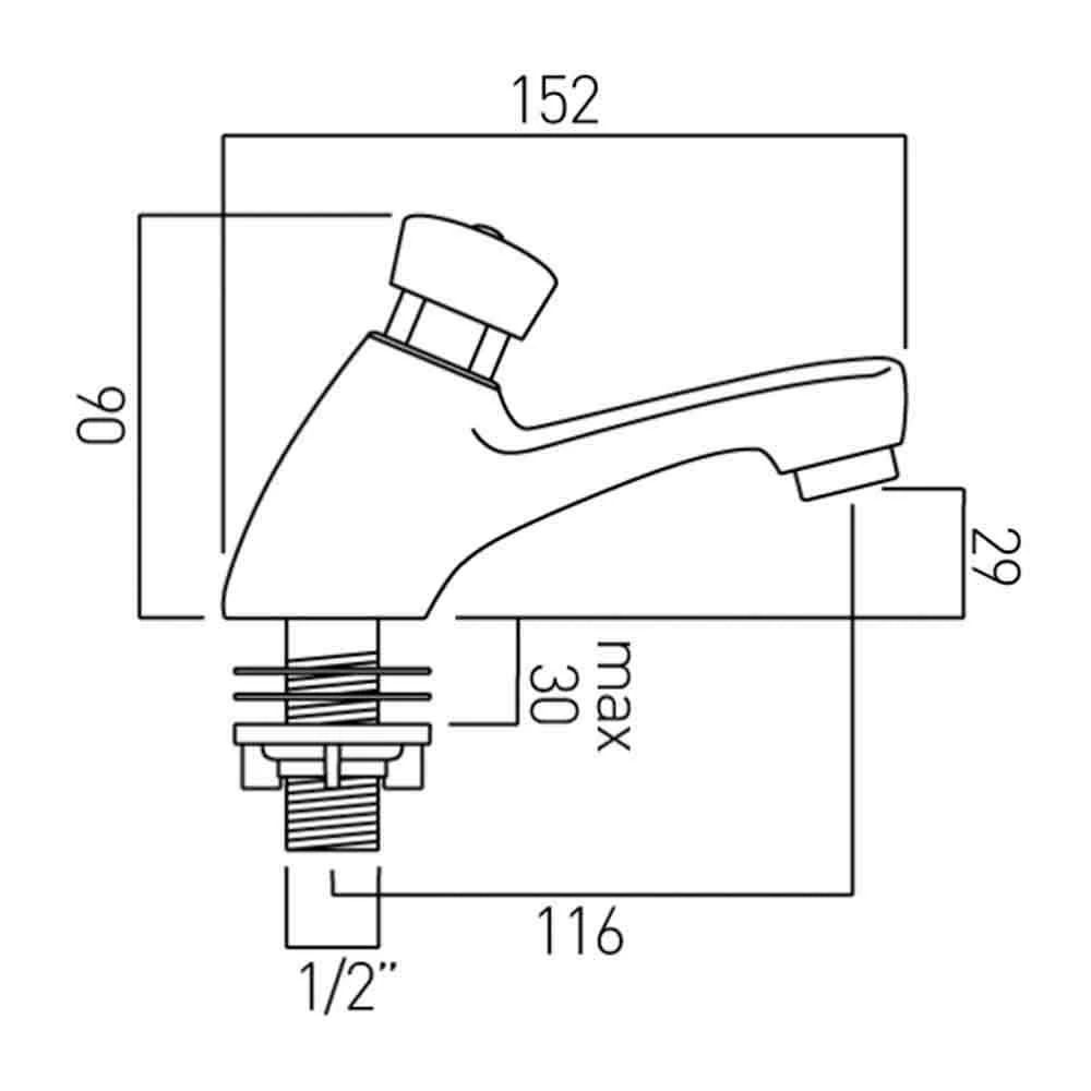 Vado Commercial Non-Concussive Self-Closing Mono Basin Push Tap 4 Vado Commercial Non-Concussive Self-Closing Mono Basin Push Tap - Image 2