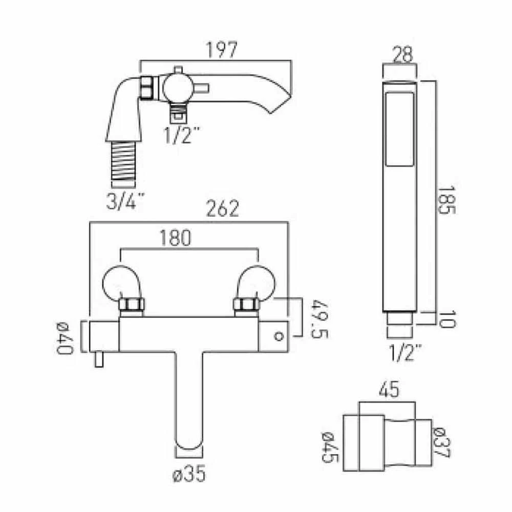 Vado Zoo Pillar Mounted Exposed Thermostatic Bath Shower Mixer With Shower Kit 4 Vado Zoo Pillar Mounted Exposed Thermostatic Bath Shower Mixer With Shower Kit - Image 2