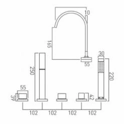 Vado Geo 5 Hole Deck Mounted Bath Shower Mixer With Shower Kit 5 Vado Geo 5 Hole Deck Mounted Bath Shower Mixer With Shower Kit -TAP WAREHOUSE Shop vado specification sheet geo 135 34 cp