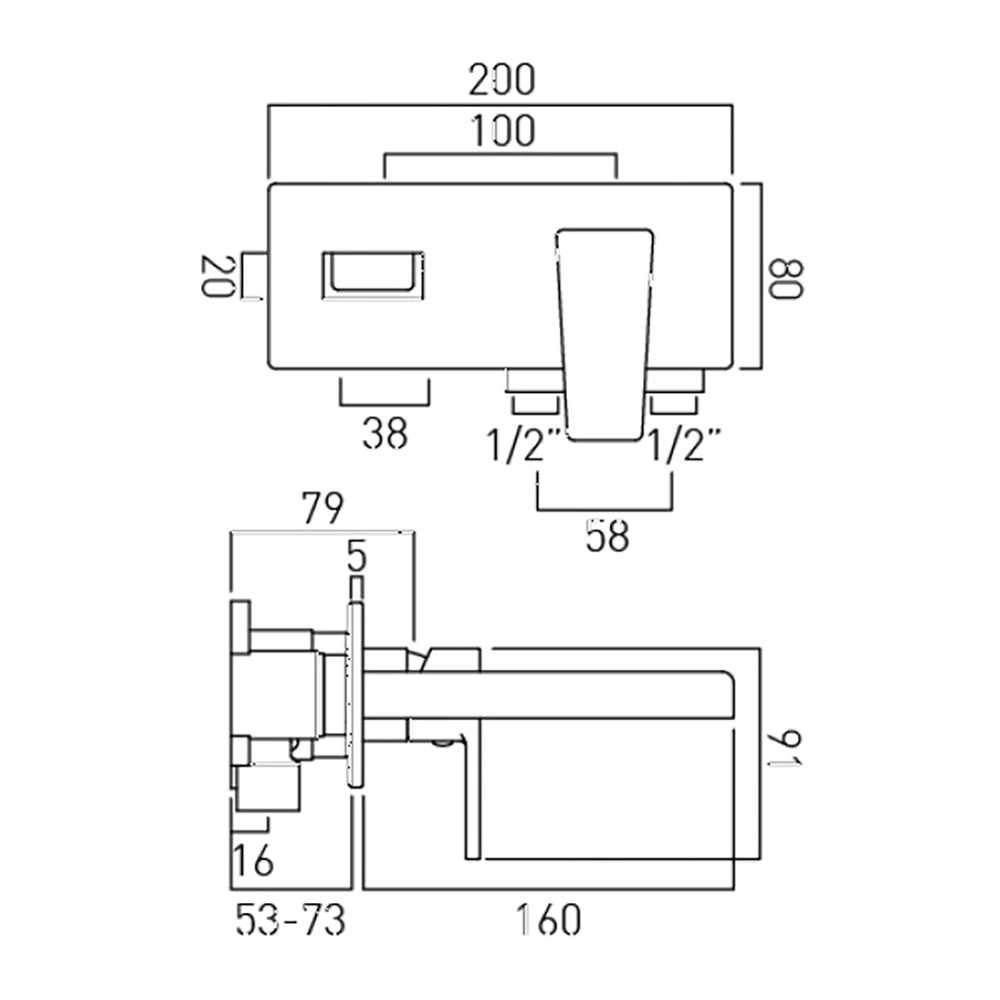Vado Synergie 2 Hole Wall Mounted Single Lever Basin Mixer 7 Vado Synergie 2 Hole Wall Mounted Single Lever Basin Mixer - Image 5