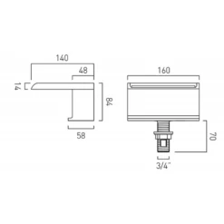 Vado Synergie Deck Mounted Waterfall Bath Spout -TAP WAREHOUSE Shop vado synergie waterfall bath spout syn240dcp tech