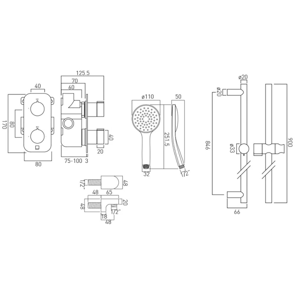 Vado Tablet Altitude 1 Outlet Concealed Thermostatic Shower Valve Package 4 Vado Tablet Altitude 1 Outlet Concealed Thermostatic Shower Valve Package - Image 2