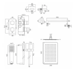 Vado Tablet Notion Vertical Concealed Thermostatic Shower Valve Package 22 -TAP WAREHOUSE Shop vado tablet notion concealed shower set 1720 tech