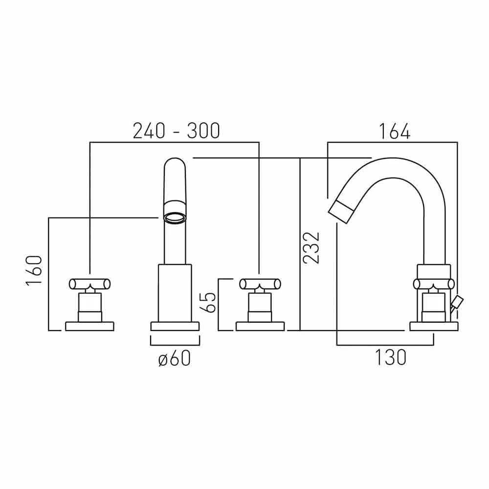 Vado Elements Water 3 Hole Basin Mixer With Pop-Up Waste 4 Vado Elements Water 3 Hole Basin Mixer With Pop-Up Waste - Image 2
