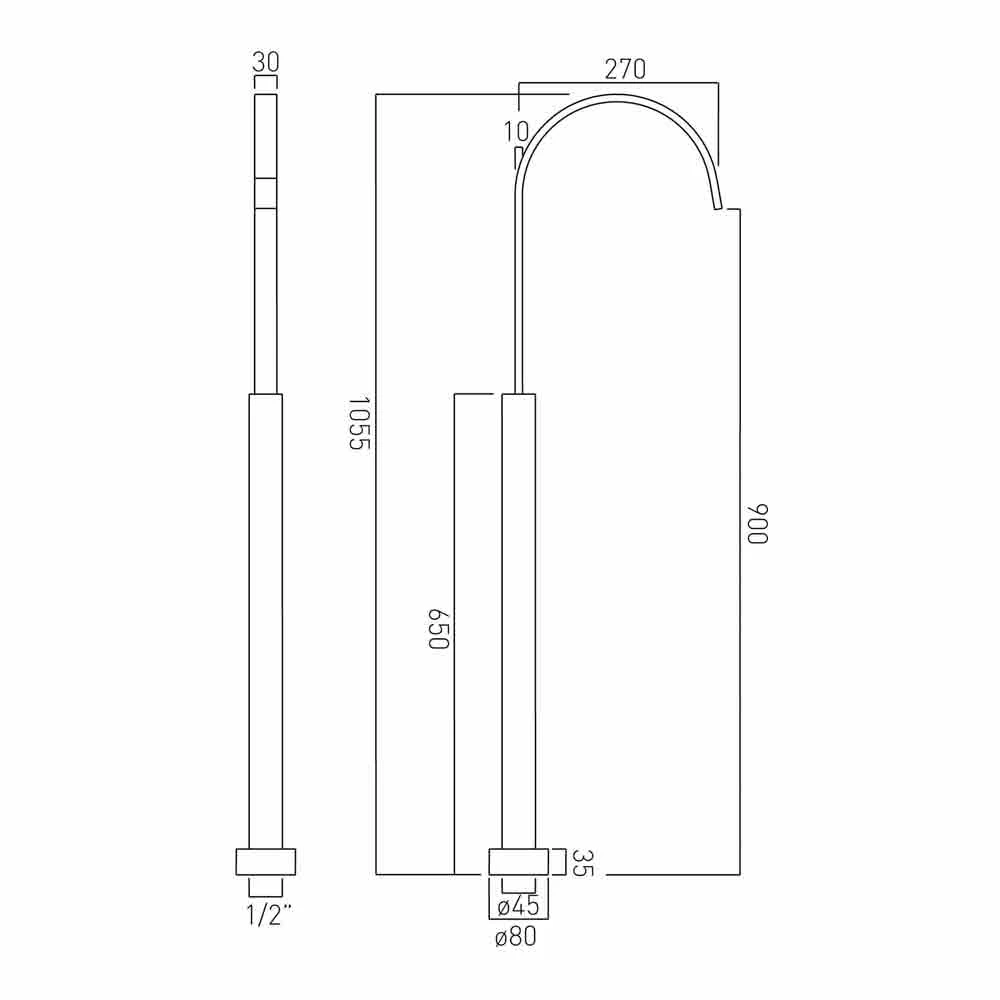 Vado Geo Floor Mounted Bath Spout 4 Vado Geo Floor Mounted Bath Spout - Image 2