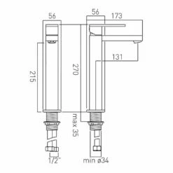 Vado Notion Extended Mono Basin Mixer -TAP WAREHOUSE Shop vado technical specifications not 100e sb