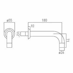 Vado Origins Wall Mounted Bath Spout 180mm -TAP WAREHOUSE Shop vado technical specifications ori 140