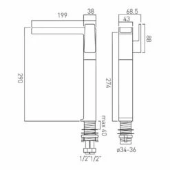 Vado Synergie Waterfall Extended Mono Basin Mixer 9 Vado Synergie Waterfall Extended Mono Basin Mixer -TAP WAREHOUSE Shop vado technical specifications syn 100e sb