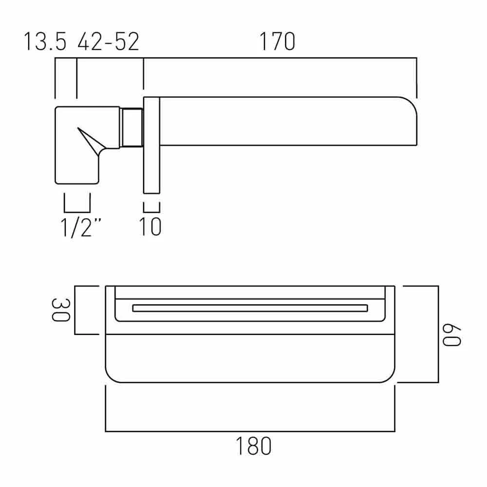 Vado Synergie Wall Mounted Waterfall Bath Spout 5 Vado Synergie Wall Mounted Waterfall Bath Spout - Image 3
