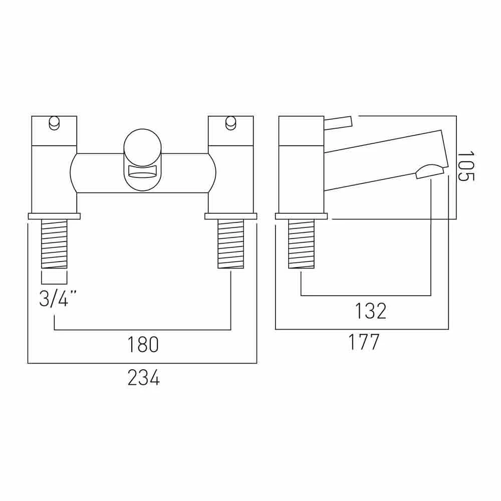 Vado Zoo Deck Mounted 2 Hole Bath Filler 4 Vado Zoo Deck Mounted 2 Hole Bath Filler - Image 2