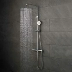 Vado Velo Aquablade Round Thermostatic Shower Valve With Diverter & Rigid Riser Kit