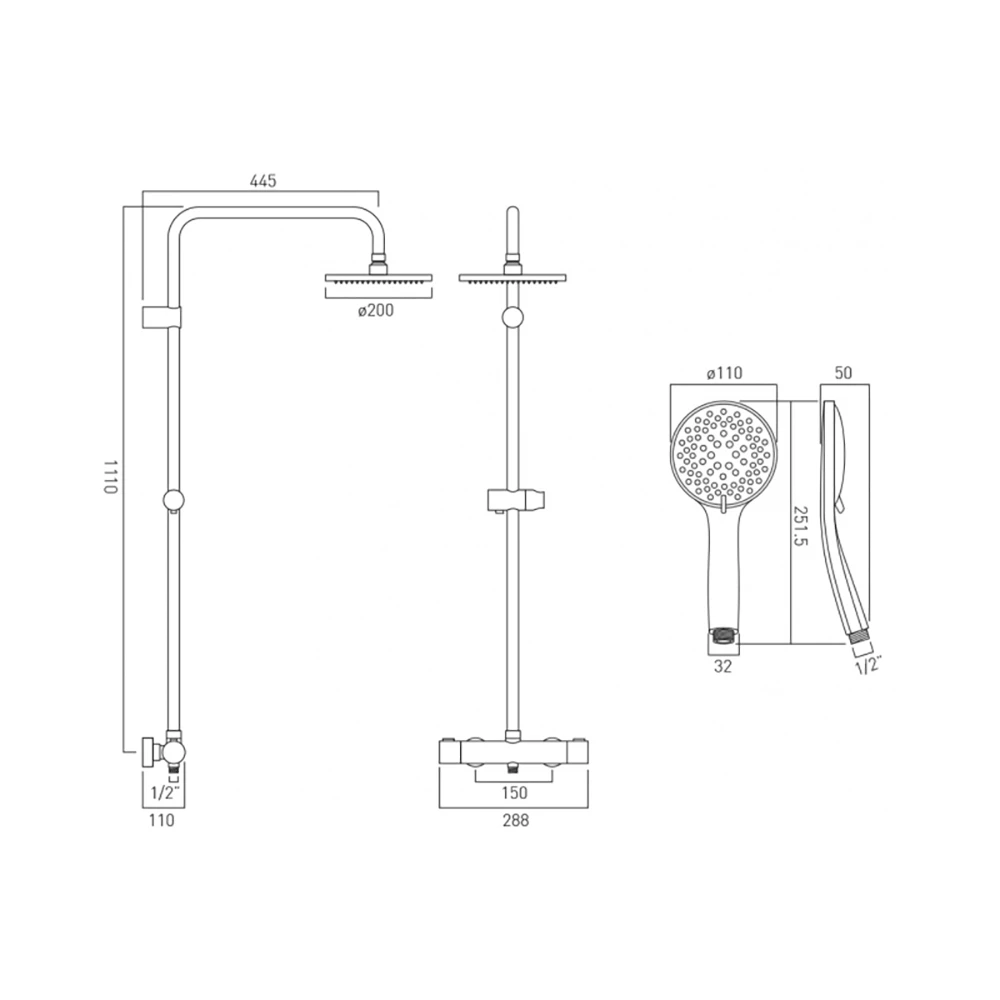 Vado Velo Atmosphere Round Thermostatic Shower Valve With Diverter & Adjustable Rigid Riser Kit 5 Vado Velo Atmosphere Round Thermostatic Shower Valve With Diverter & Adjustable Rigid Riser Kit - Image 3
