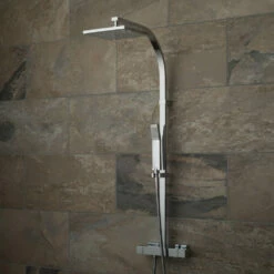Vado Velo Square Thermostatic Shower Valve With Integrated Diverter & Rigid Riser Rail Kit