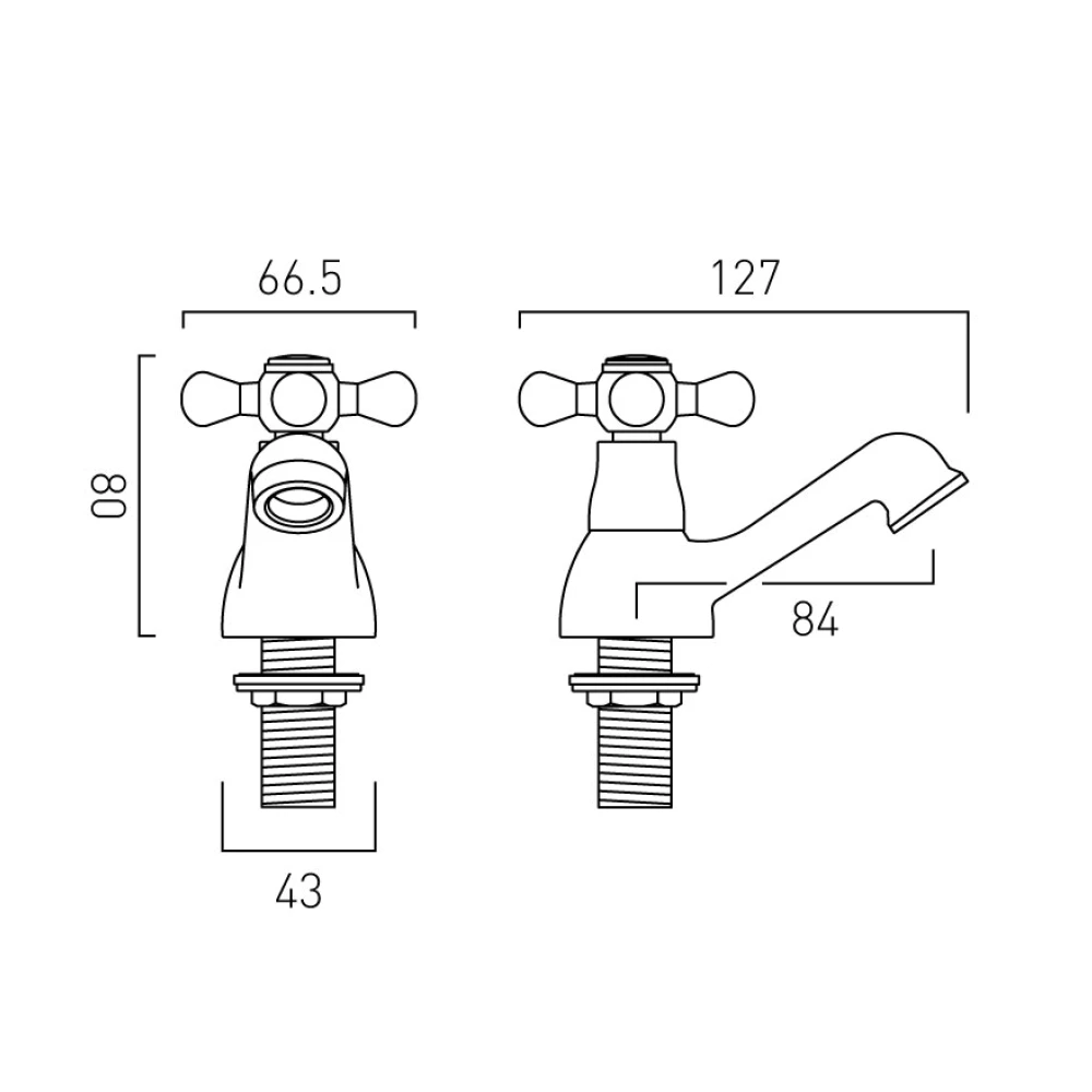 Vado Victoriana Basin Pillar Taps 6 Vado Victoriana Basin Pillar Taps - Image 4