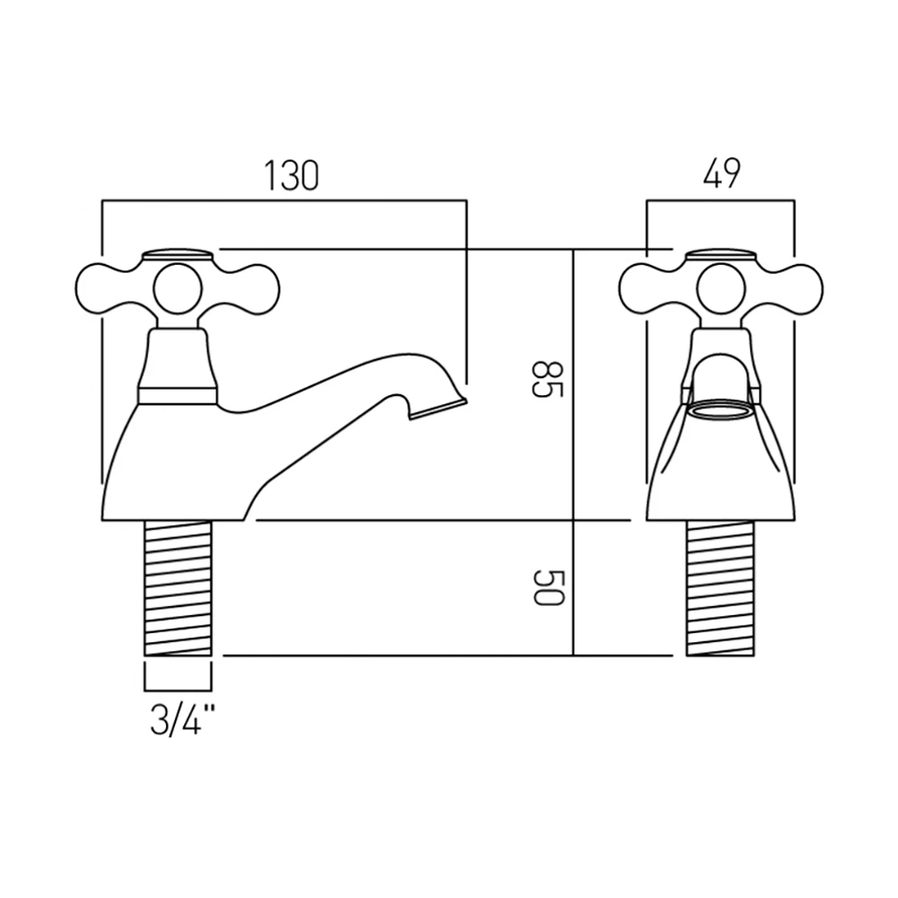 Vado Victoriana Deck Mounted Bath Pillar Taps 4 Vado Victoriana Deck Mounted Bath Pillar Taps - Image 2