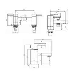 Vellamo Quadro Basin Mixer & Bath Shower Mixer Value Pack -TAP WAREHOUSE Shop vel quadro bm bsm technical drawing