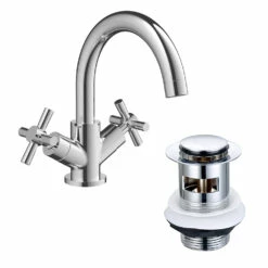 Vellamo Cross Basin Mixer Tap & Waste 11 Vellamo Cross Basin Mixer Tap & Waste -TAP WAREHOUSE Shop velcross01 wa93b cutouts