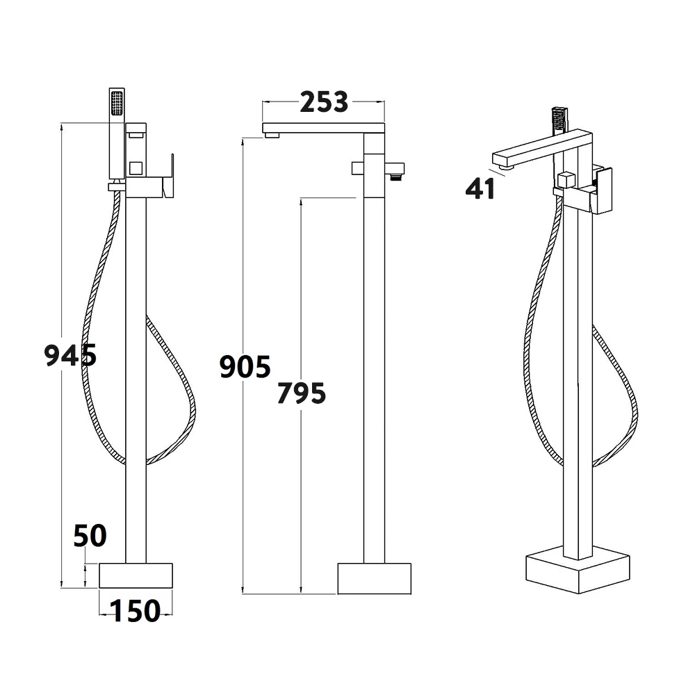 Vellamo Forte Freestanding Bath Shower Mixer With Shower Kit 6 Vellamo Forte Freestanding Bath Shower Mixer With Shower Kit - Image 4
