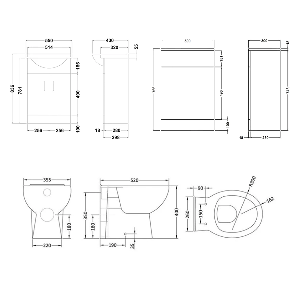 Vellamo Alpine 1050mm 2 Door Furniture Suite With Back To Wall Toilet & Concealed Cistern - Gloss White 9 Vellamo Alpine 1050mm 2 Door Furniture Suite With Back To Wall Toilet & Concealed Cistern - Gloss White - Image 7