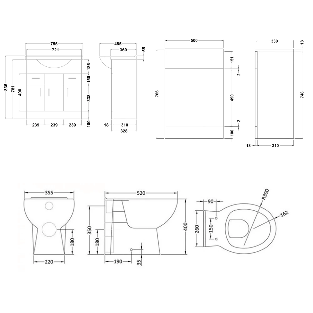Vellamo Alpine 1250mm 3 Door Furniture Suite With Back To Wall Toilet & Concealed Cistern - Gloss White 9 Vellamo Alpine 1250mm 3 Door Furniture Suite With Back To Wall Toilet & Concealed Cistern - Gloss White - Image 7