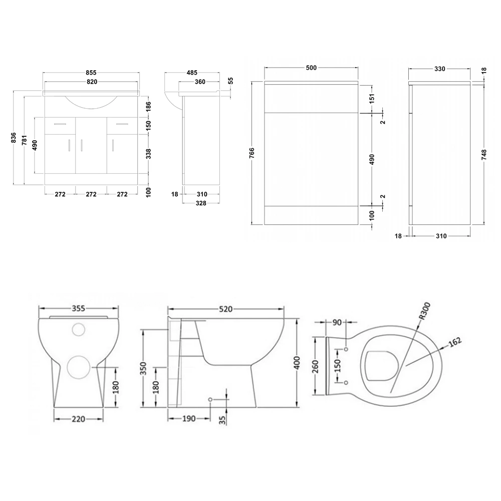Vellamo Alpine 1350mm 3 Door Furniture Suite With Back To Wall Toilet & Concealed Cistern - Gloss White 9 Vellamo Alpine 1350mm 3 Door Furniture Suite With Back To Wall Toilet & Concealed Cistern - Gloss White - Image 7