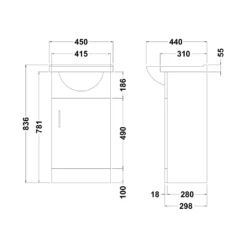 Vellamo Alpine 450mm Floorstanding Vanity Unit & Basin - Gloss White 13 Vellamo Alpine 450mm Floorstanding Vanity Unit & Basin - Gloss White -TAP WAREHOUSE Shop vellamo 450mm floor vanity unit basin gloss tech