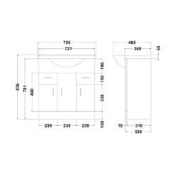 Vellamo Alpine 750mm Floorstanding Vanity Unit & Basin - Gloss White -TAP WAREHOUSE Shop vellamo 750mm floor vanity unit basin gloss tech