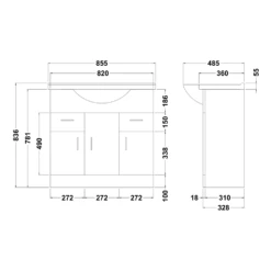 Vellamo Alpine 850mm Floorstanding Vanity Unit & Basin - Gloss White -TAP WAREHOUSE Shop vellamo 850mm floor vanity unit basin gloss tech
