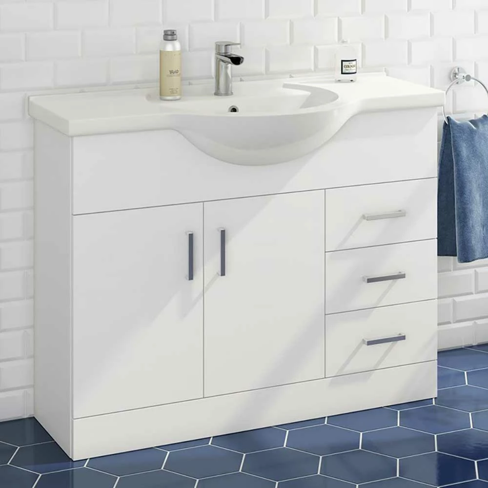 Vellamo Alpine 1060mm Floorstanding Vanity Unit & Basin - Gloss White 5 Vellamo Alpine 1060mm Floorstanding Vanity Unit & Basin - Gloss White - Image 3